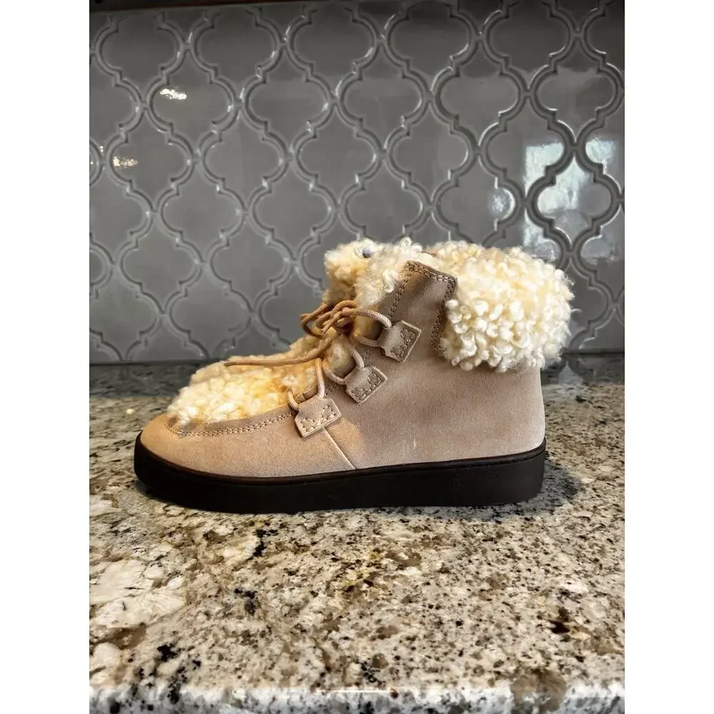 Vionic Women’s Size 8 Oak Lac-up Ankle Boots Splendid Suede Fur Sand Color - Picture 2 of 9